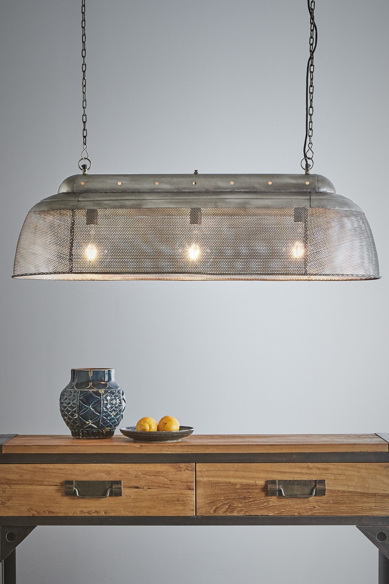 Riva Long - Zinc - Perforated Iron Elongated Pendant Light-abc