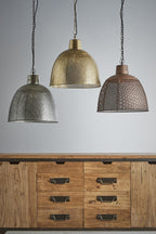 Riva Medium - Antique Brass - Perforated Iron Dome Pendant Light-abc