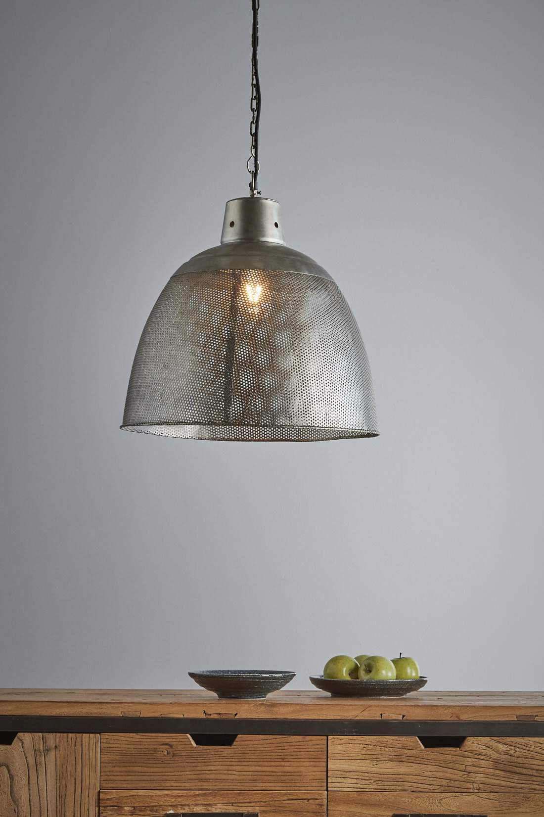 Riva Medium - Zinc - Perforated Iron Dome Pendant Light-abc