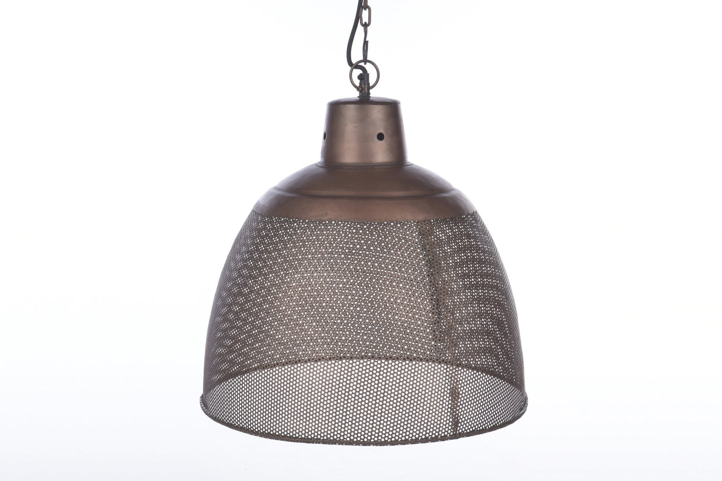 Riva Medium - Antique Copper - Perforated Iron Dome Pendant Light-abc