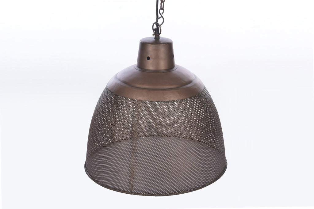 Riva Medium - Antique Copper - Perforated Iron Dome Pendant Light-abc