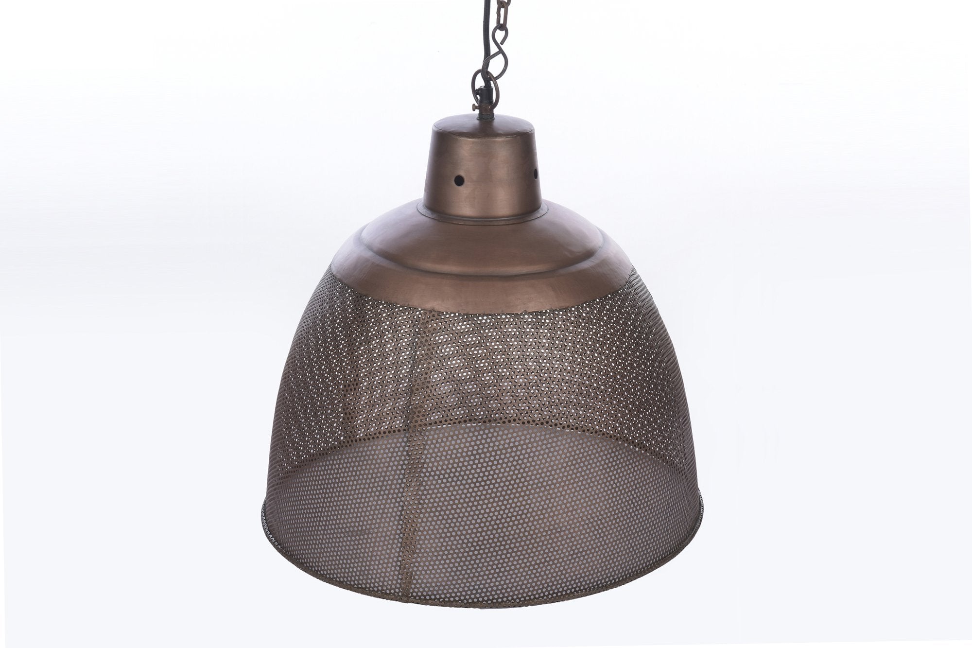 Riva Medium - Antique Copper - Perforated Iron Dome Pendant Light-abc