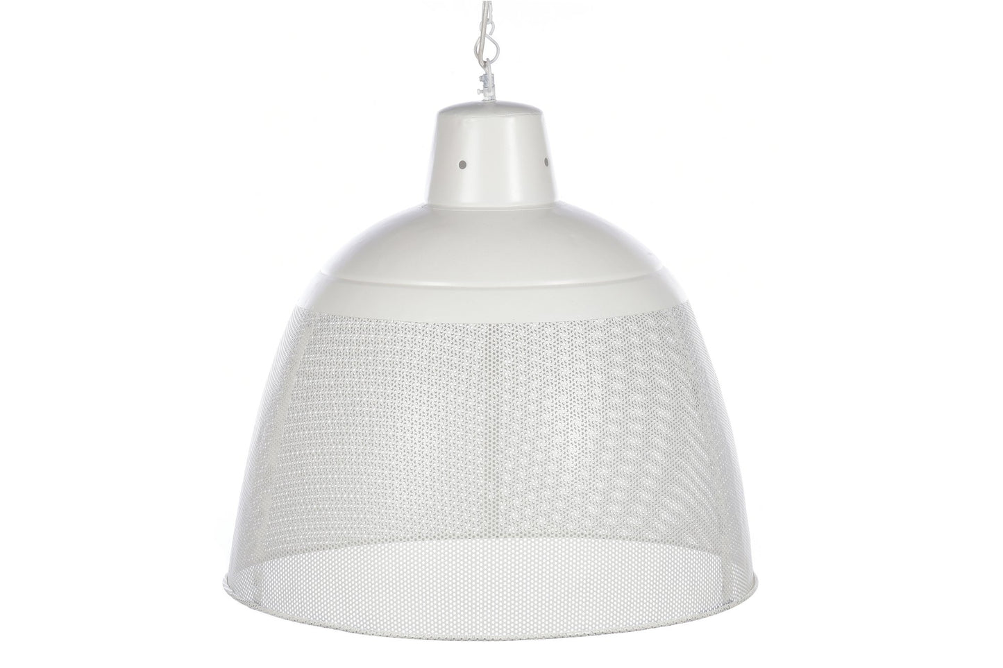 Riva Medium - Matt White - Perforated Iron Dome Pendant Light-abc