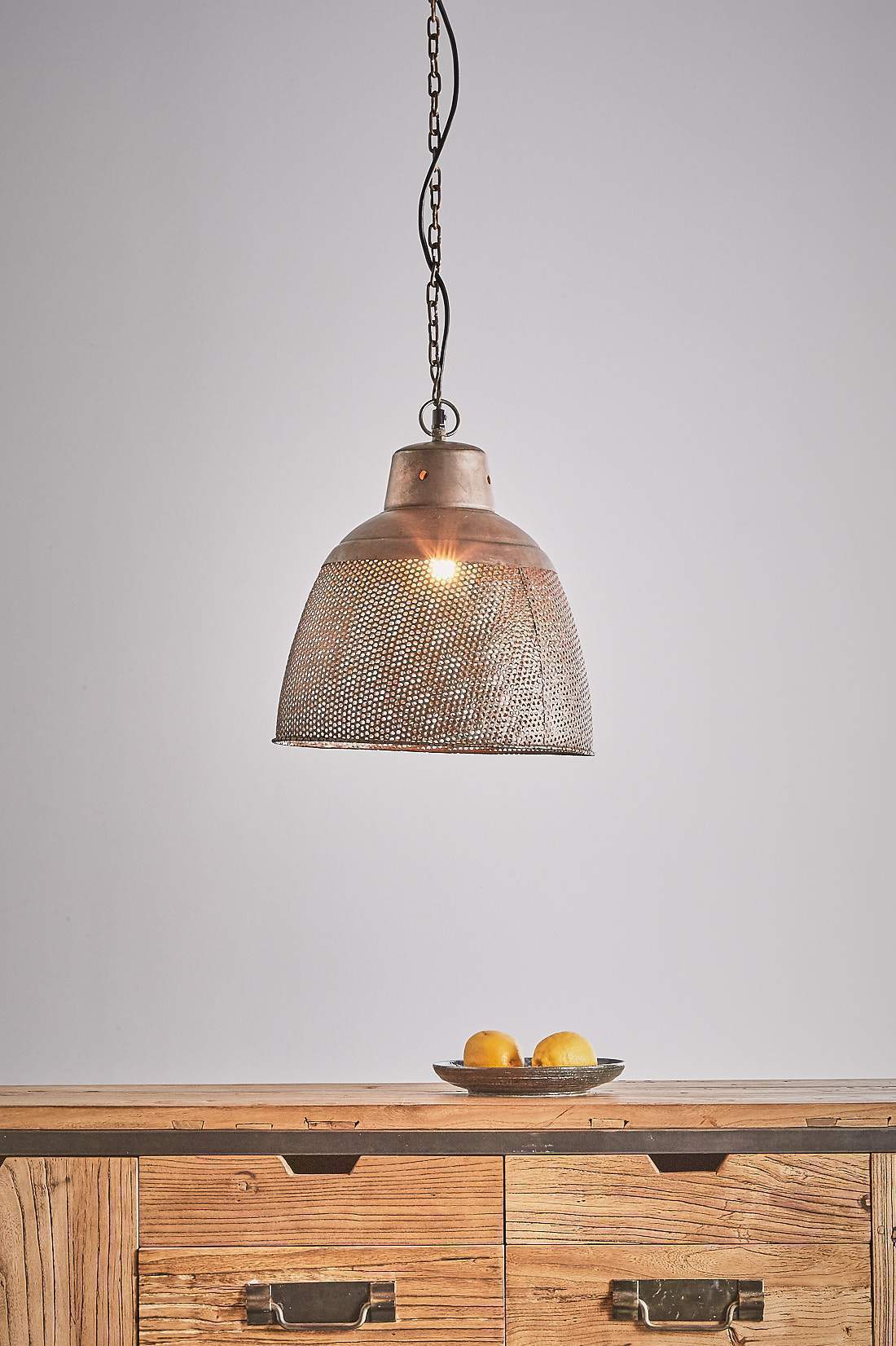Riva Small - Antique Copper - Perforated Iron Dome Pendant Light-abc