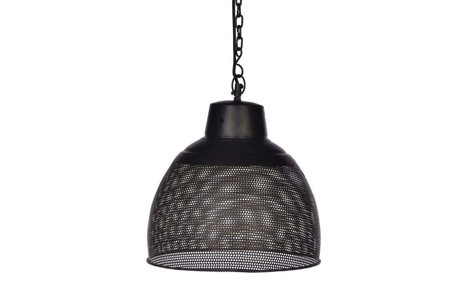 Riva Small - Matt Black/Gold - Perforated Iron Dome Pendant Light-abc