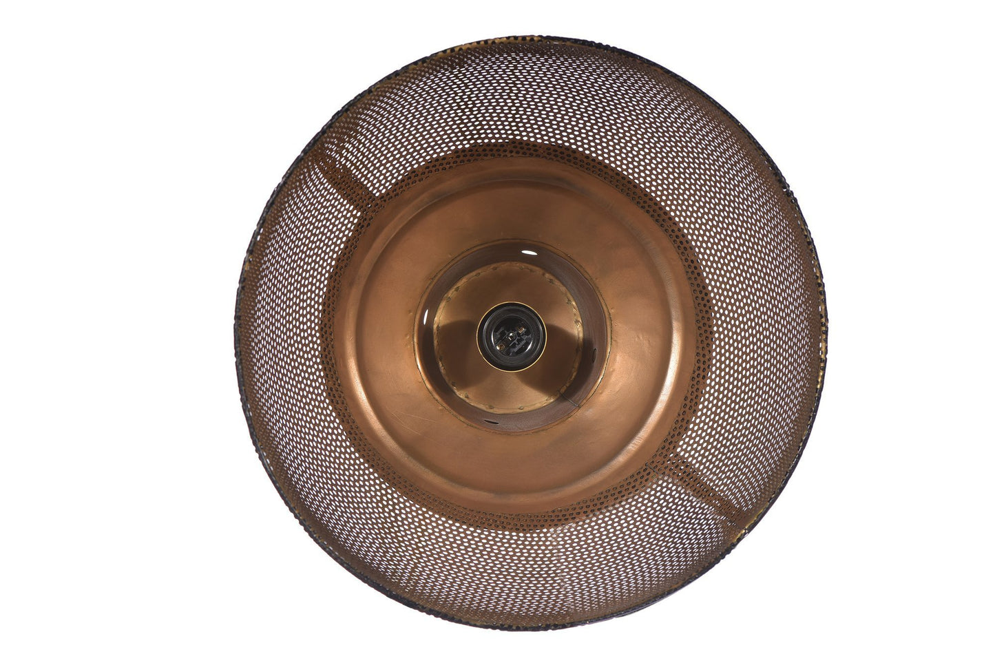 Riva Small - Matt Black/Gold - Perforated Iron Dome Pendant Light-abc