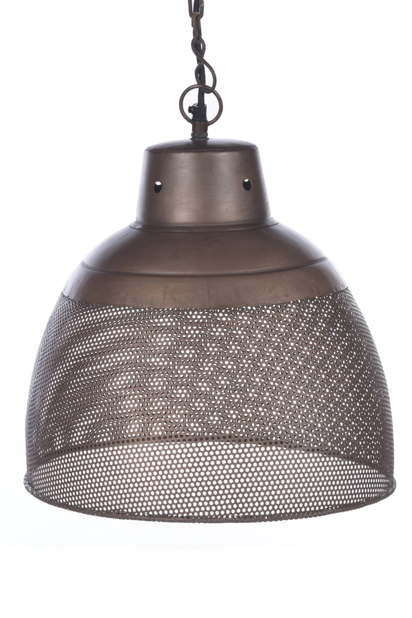 Riva Small - Antique Copper - Perforated Iron Dome Pendant Light-abc