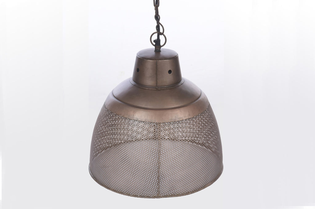 Riva Small - Antique Copper - Perforated Iron Dome Pendant Light-abc