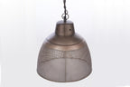 Riva Small - Antique Copper - Perforated Iron Dome Pendant Light-abc