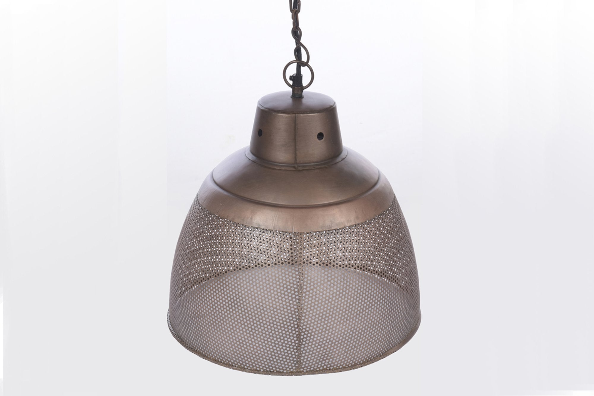 Riva Small - Antique Copper - Perforated Iron Dome Pendant Light-abc