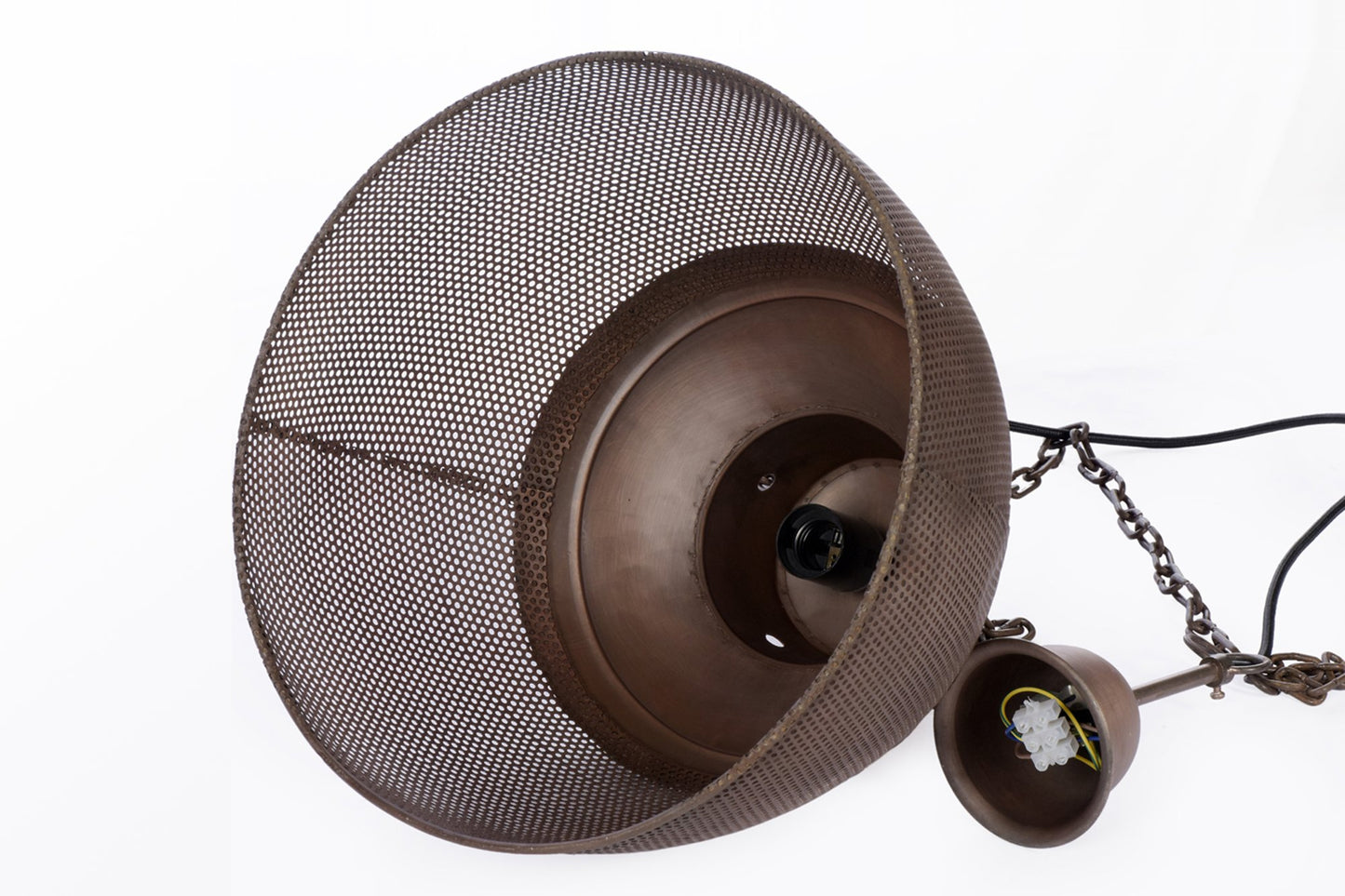 Riva Small - Antique Copper - Perforated Iron Dome Pendant Light-abc