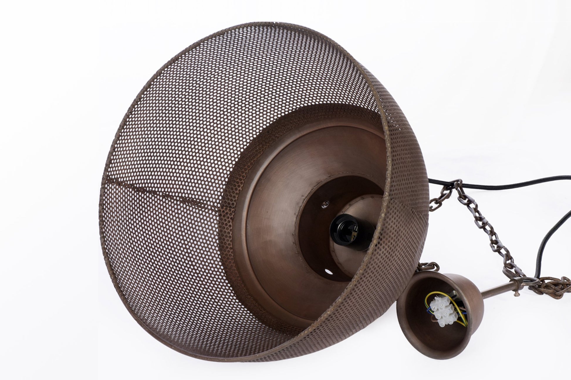 Riva Small - Antique Copper - Perforated Iron Dome Pendant Light-abc