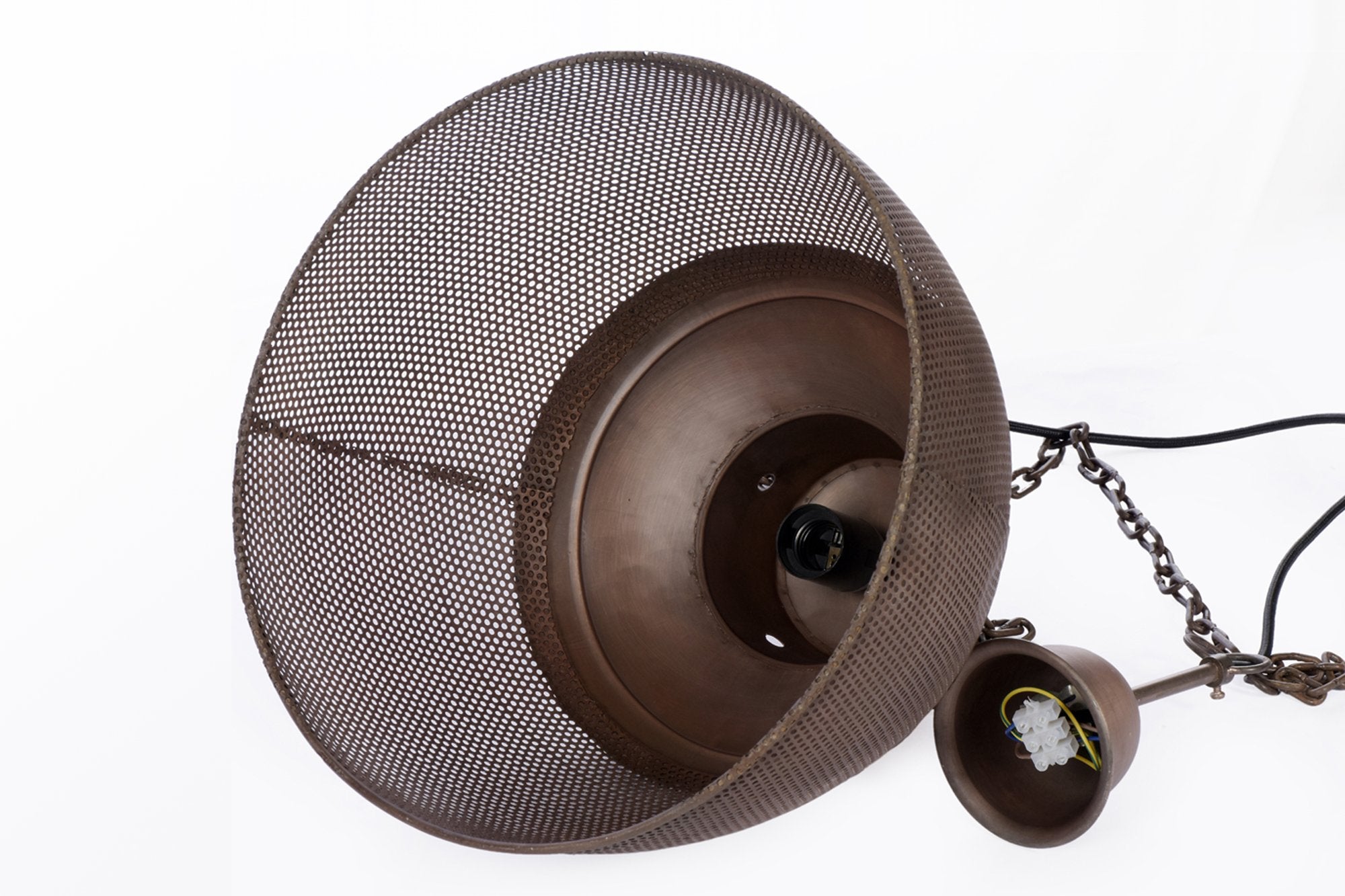 Riva Small - Antique Copper - Perforated Iron Dome Pendant Light-abc