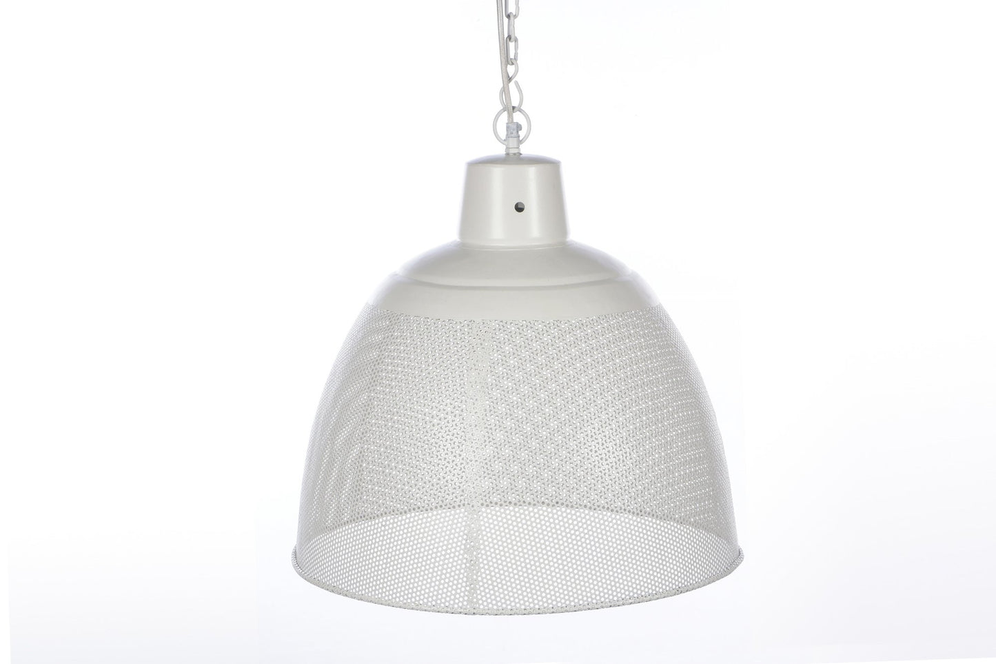 Riva Small - Matt White - Perforated Iron Dome Pendant Light-abc