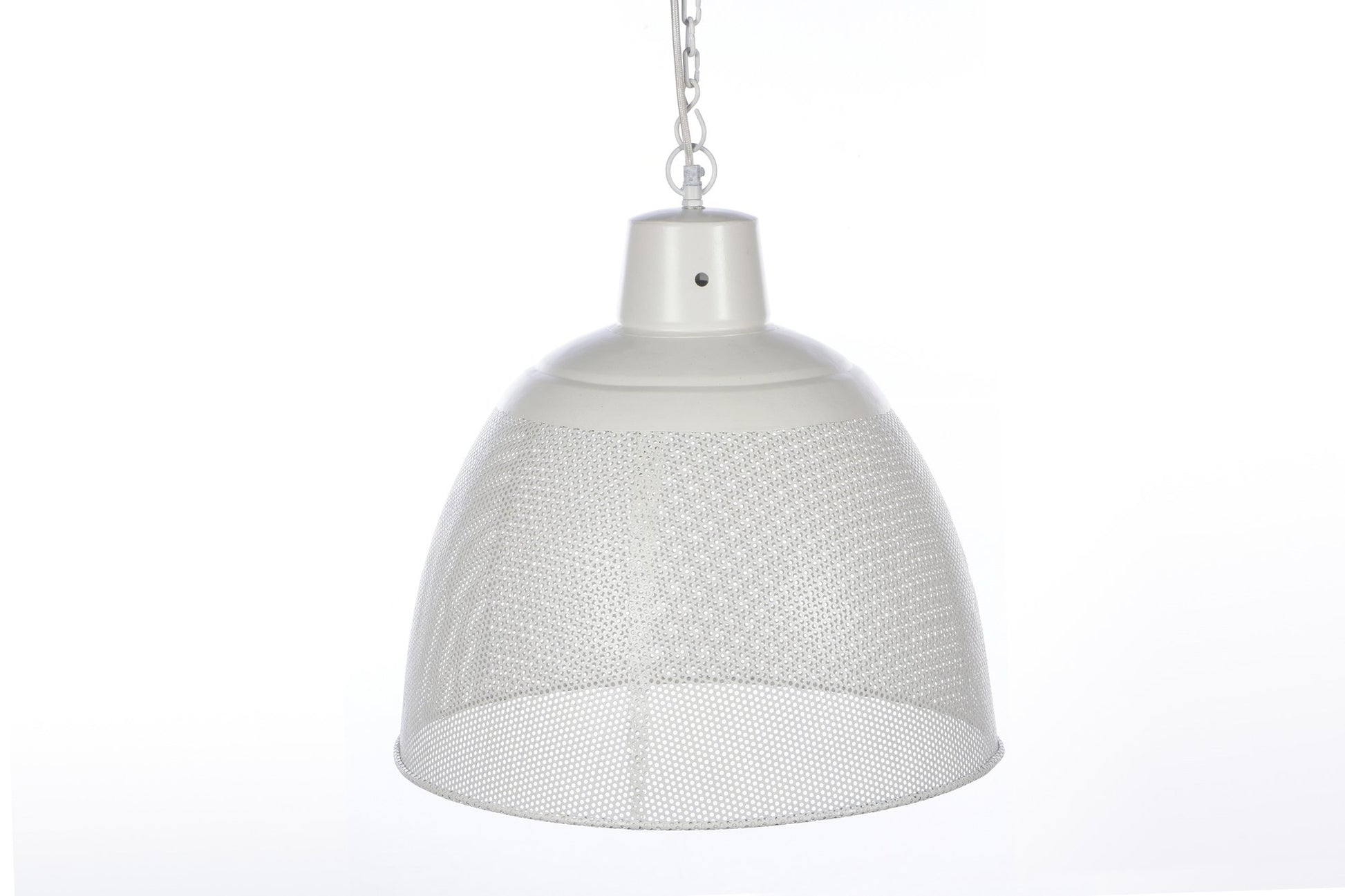 Riva Small - Matt White - Perforated Iron Dome Pendant Light-abc