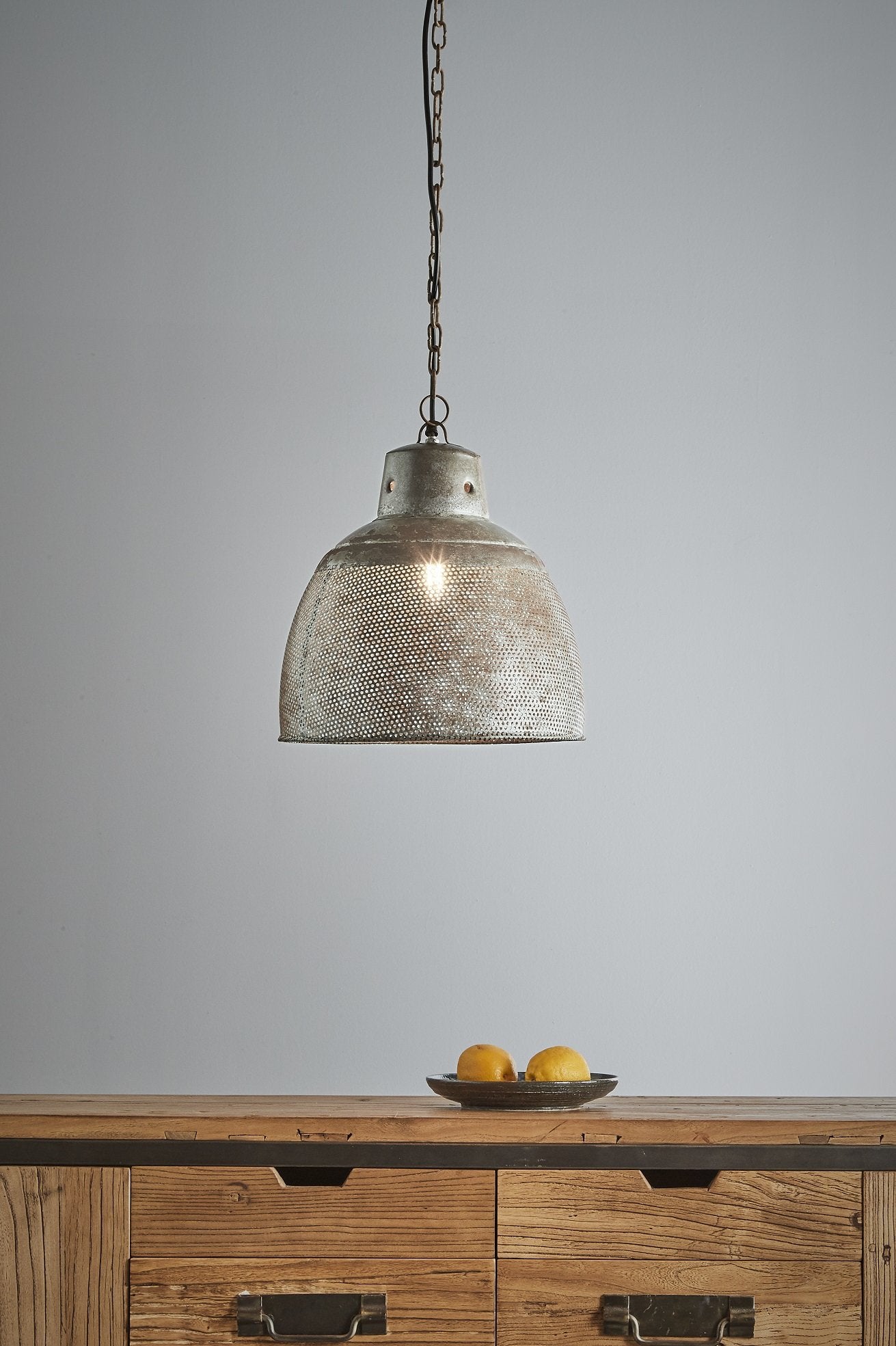 Riva Small - Zinc - Perforated Iron Dome Pendant Light-abc
