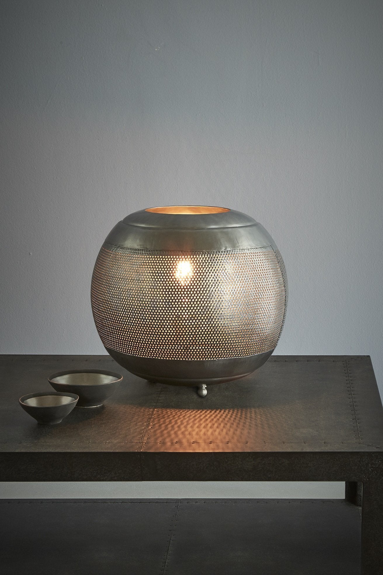 Riva Table - Zinc- Perforated Iron Ball Table Lamp-abc