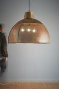 Riva Extra Large - Antique Brass - Perforated Iron Dome Pendant Light-abc
