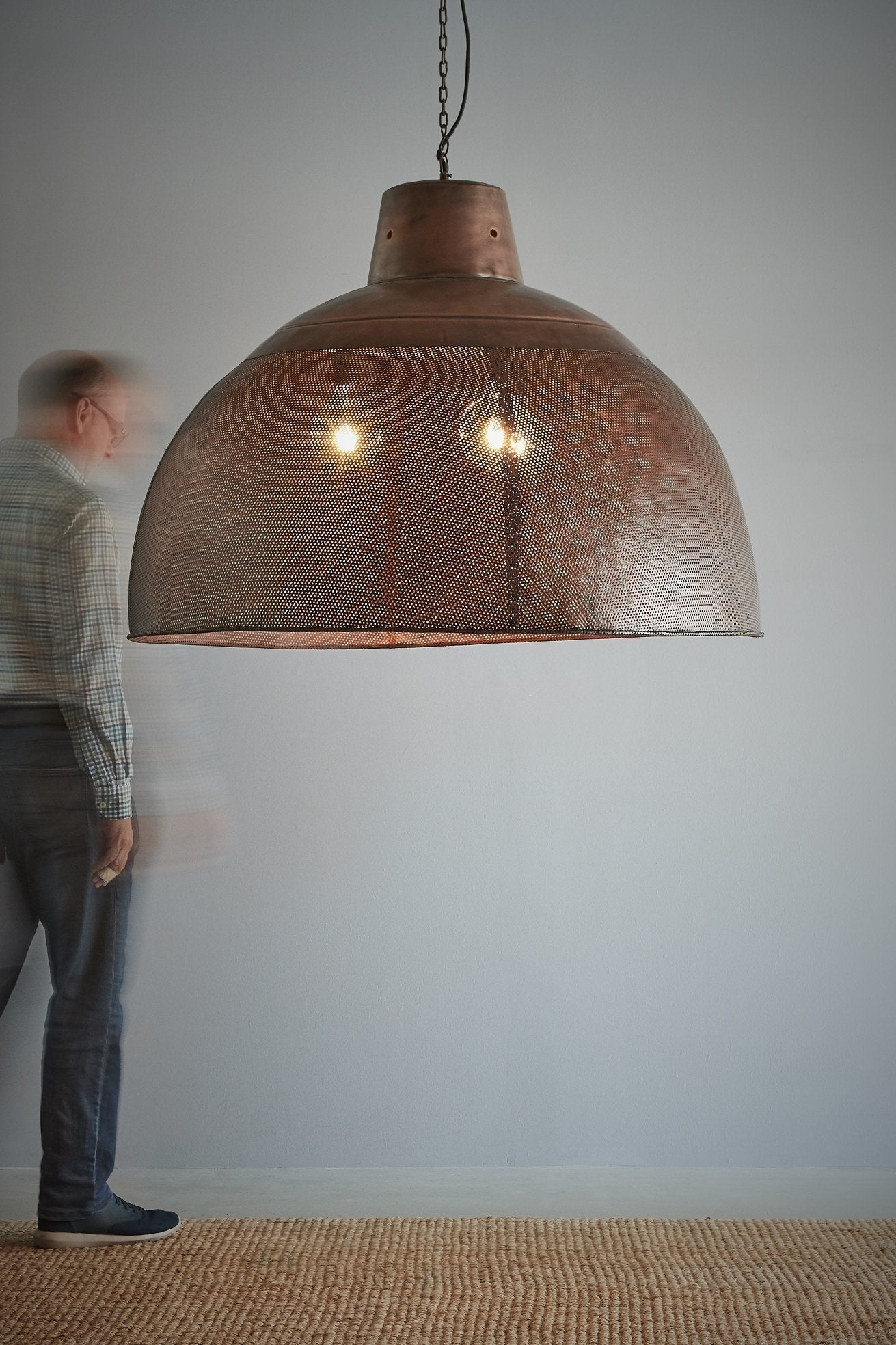 Riva Extra Large - Antique Copper - Perforated Iron Dome Pendant Light-abc