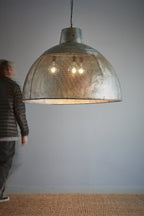 Riva Extra Large - Zinc - Perforated Iron Dome Pendant Light-abc