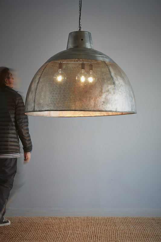 Riva Extra Large - Zinc - Perforated Iron Dome Pendant Light-abc