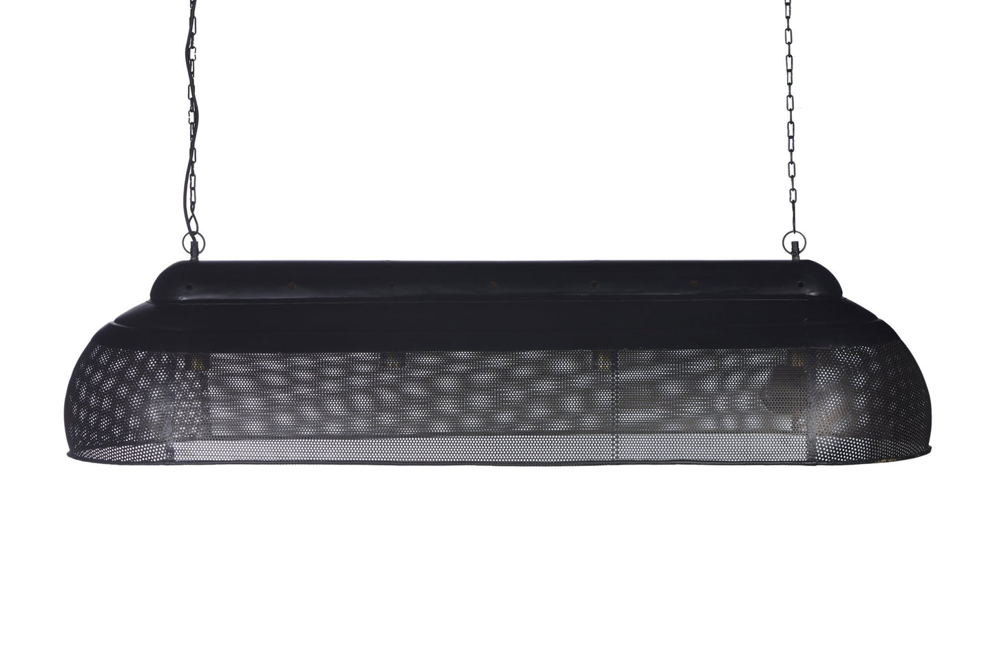 Riva Extra Long - Matt Black/Gold - Perforated Iron Elongated Pendant Light-abc