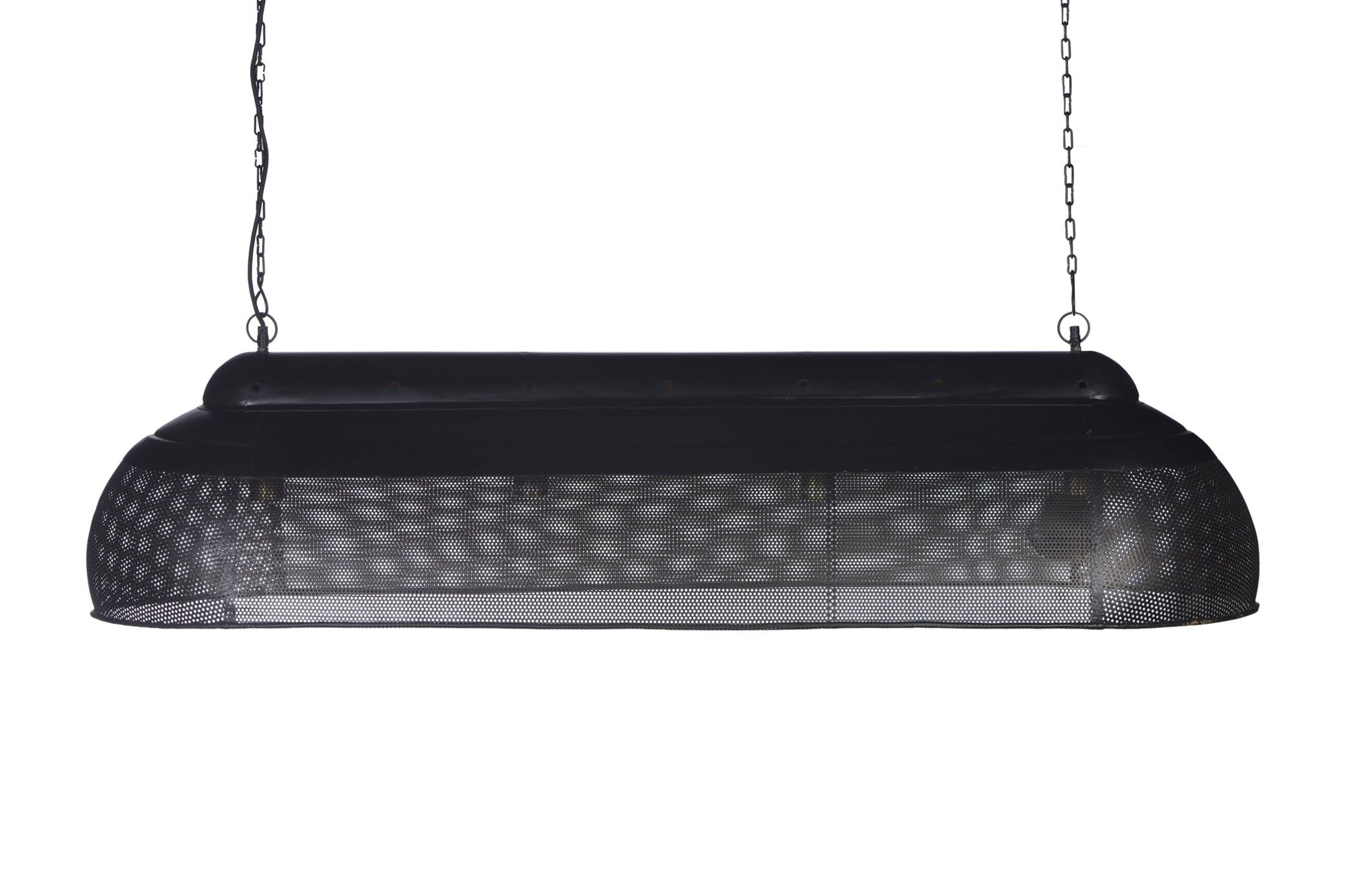 Riva Extra Long - Matt Black/Gold - Perforated Iron Elongated Pendant Light-abc