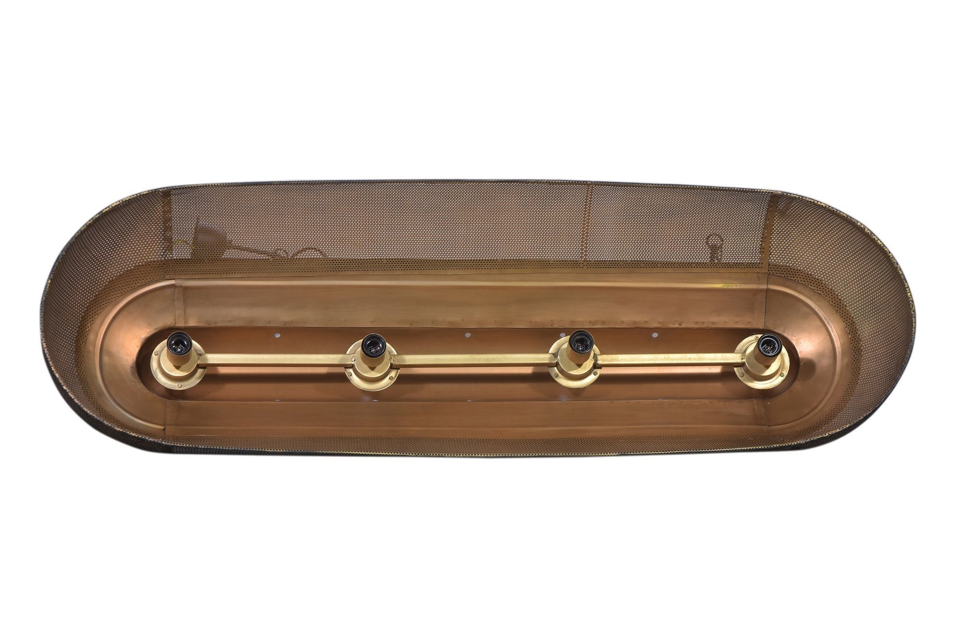 Riva Extra Long - Matt Black/Gold - Perforated Iron Elongated Pendant Light-abc