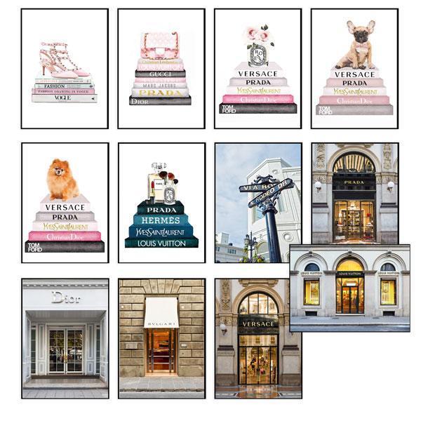 Rodeo Drive Set of 12 Framed Canvas Art Prints-abc