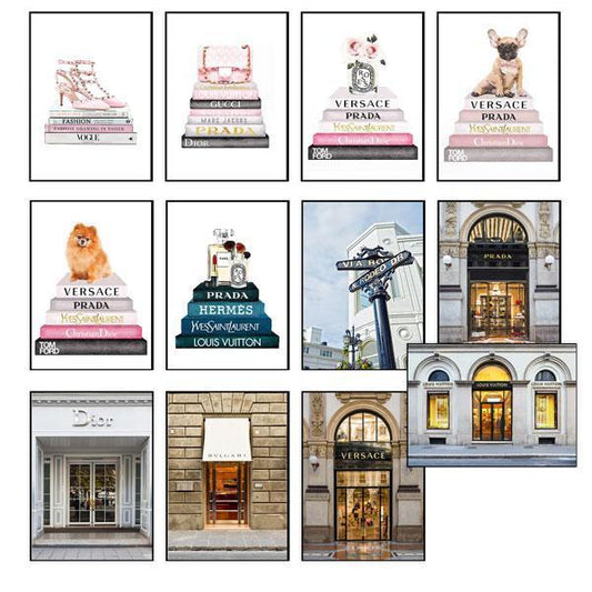 Rodeo Drive Set of 12 Framed Canvas Art Prints-abc
