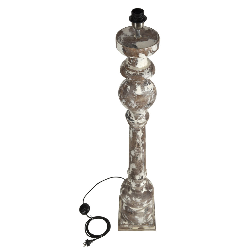 Rook Large - Distressed White - Turned Wood Pillar Floor Lamp-abc