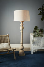 Rook Large - Natural - Turned Wood Pillar Floor Lamp-abc