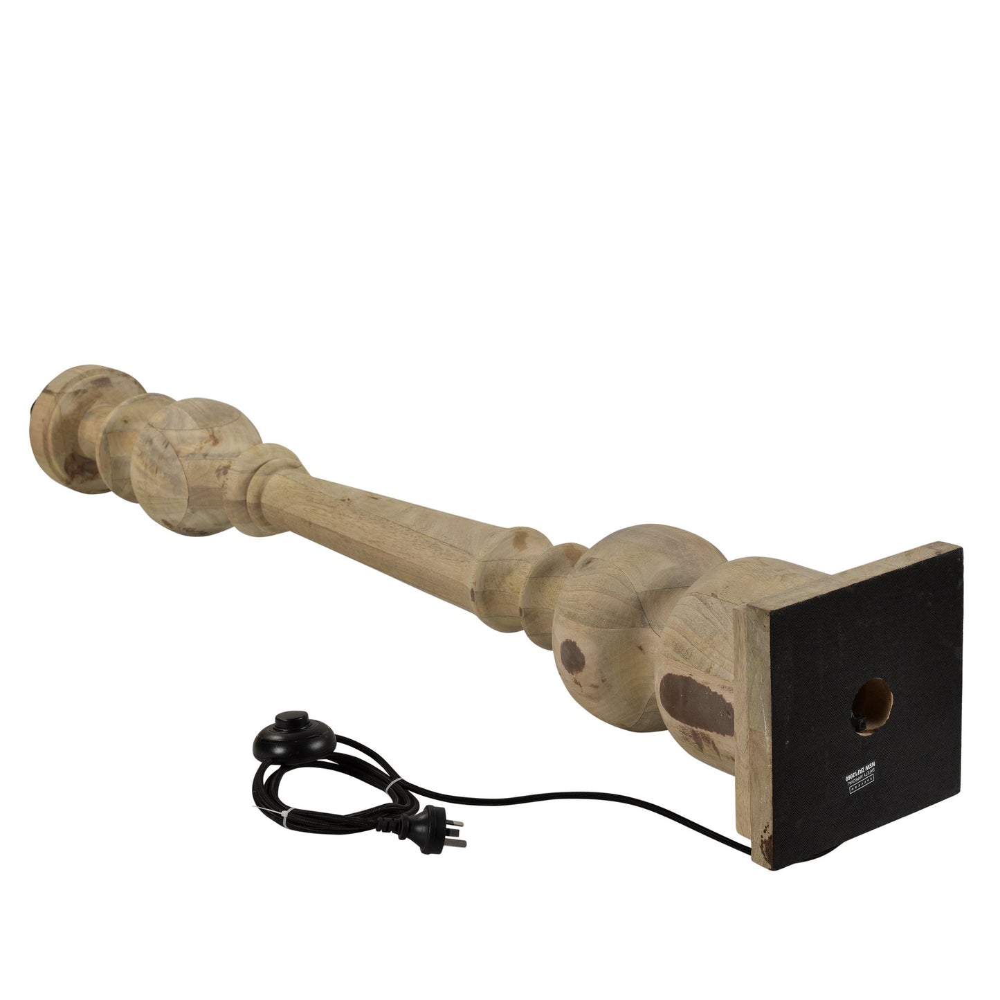 Rook Large - Natural - Turned Wood Pillar Floor Lamp-abc