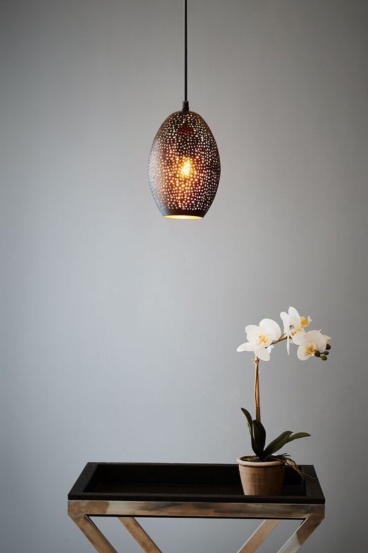 Stella - Black - Perforated Balloon Pendant Light-abc