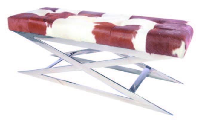 SCALZO Stool - Tan & White Cowhide-abc