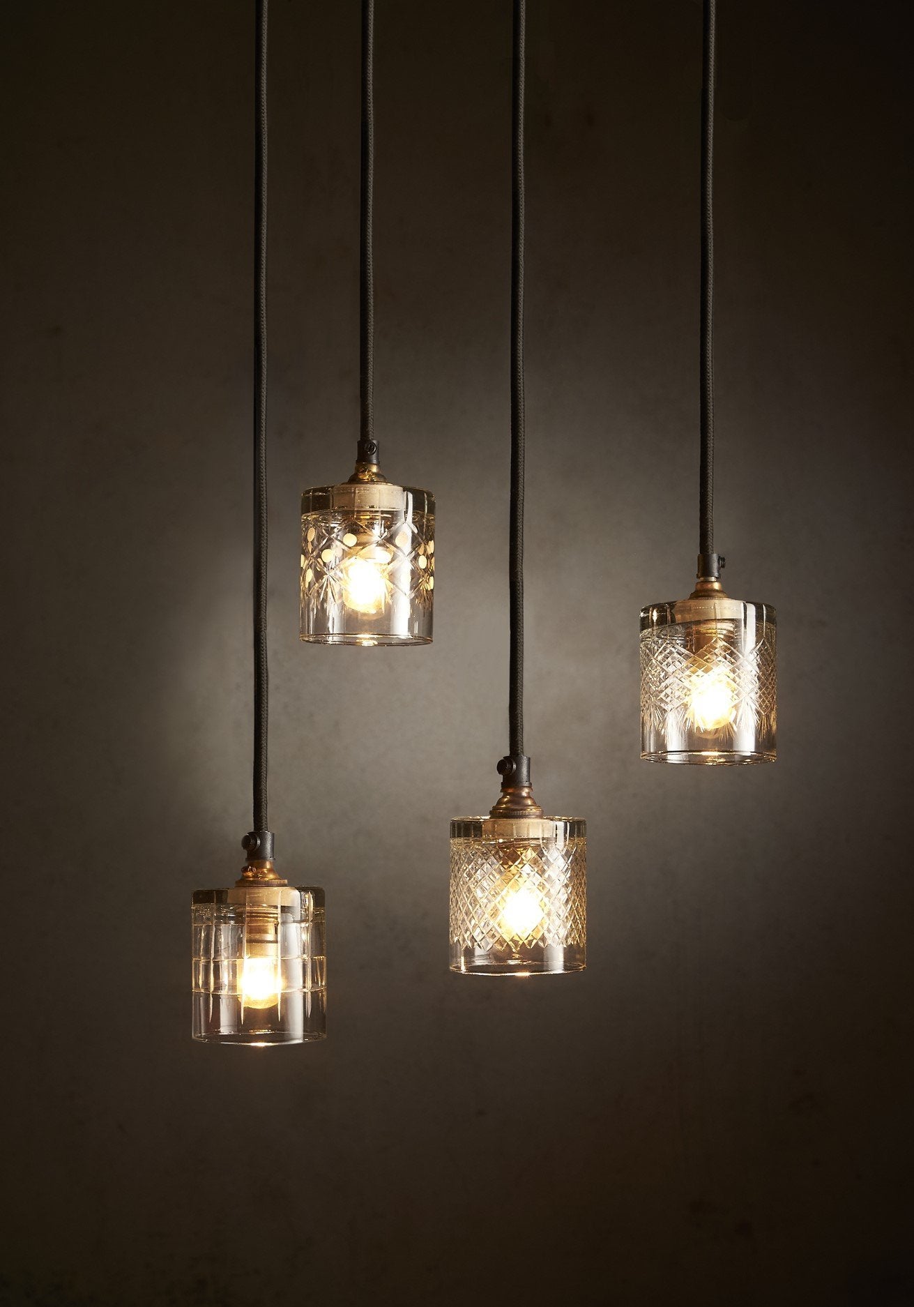 Scotch - Square Clear - Hand Cut Scotch Glass Pendant Light-abc