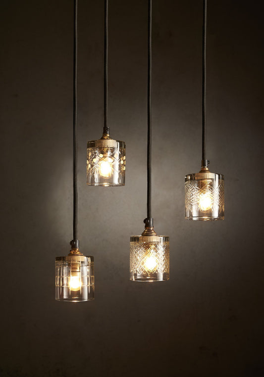 Scotch - Square Clear - Hand Cut Scotch Glass Pendant Light-abc