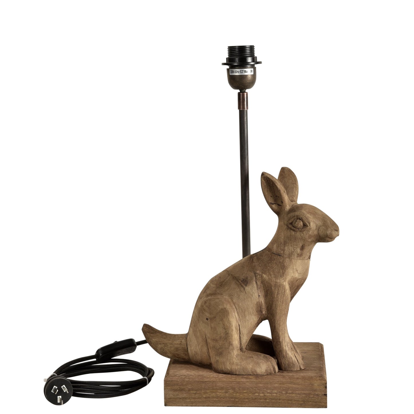 Simon - Dark Natural - Small Wooden Rabbit Table Lamp-abc