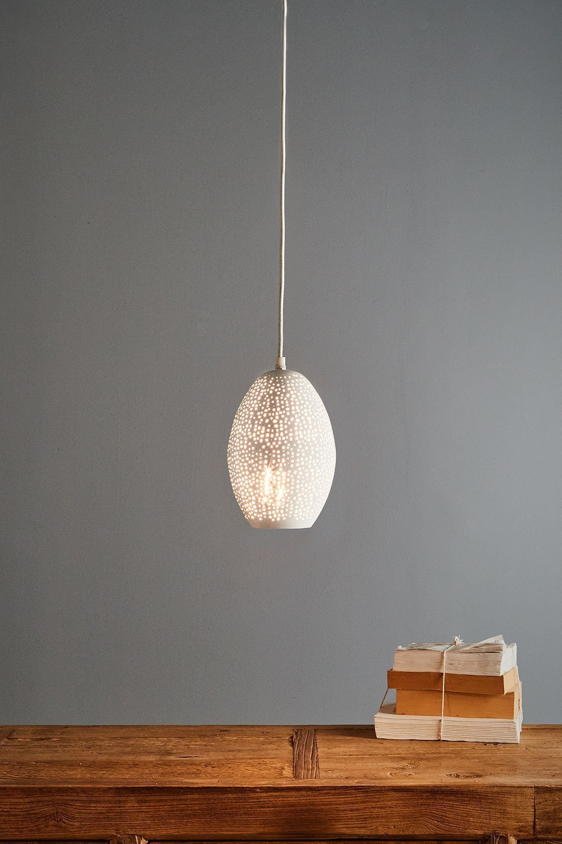 Stella - White - Perforated Balloon Pendant Light-abc