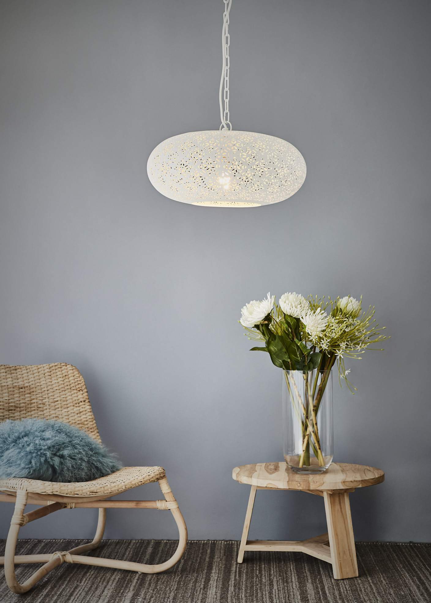 Titan - White - Perforated Ellipse Pendant Light-abc