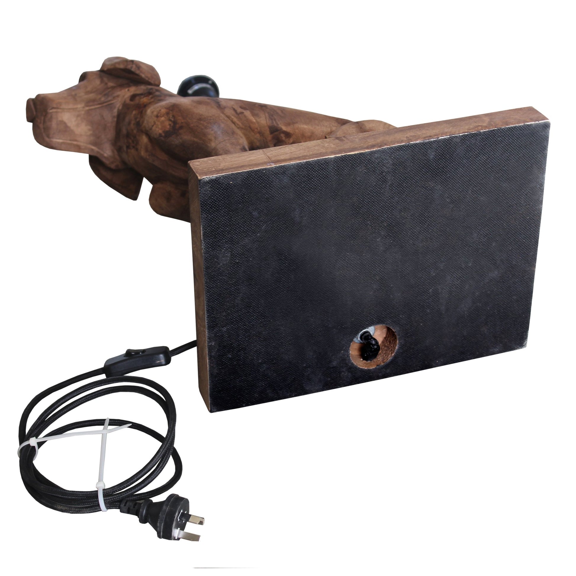 Thelma - Dark Natural - Large Wooden Dog Table Lamp-abc