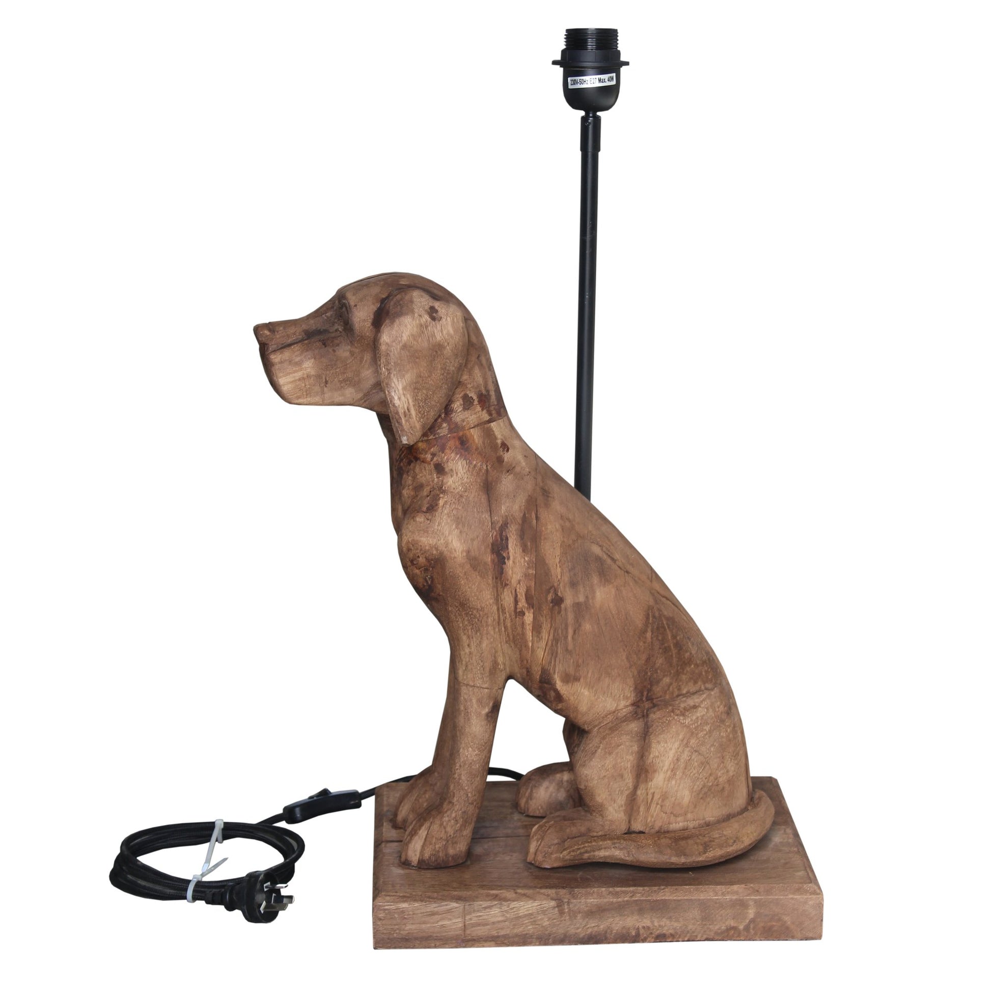 Thelma - Dark Natural - Large Wooden Dog Table Lamp-abc