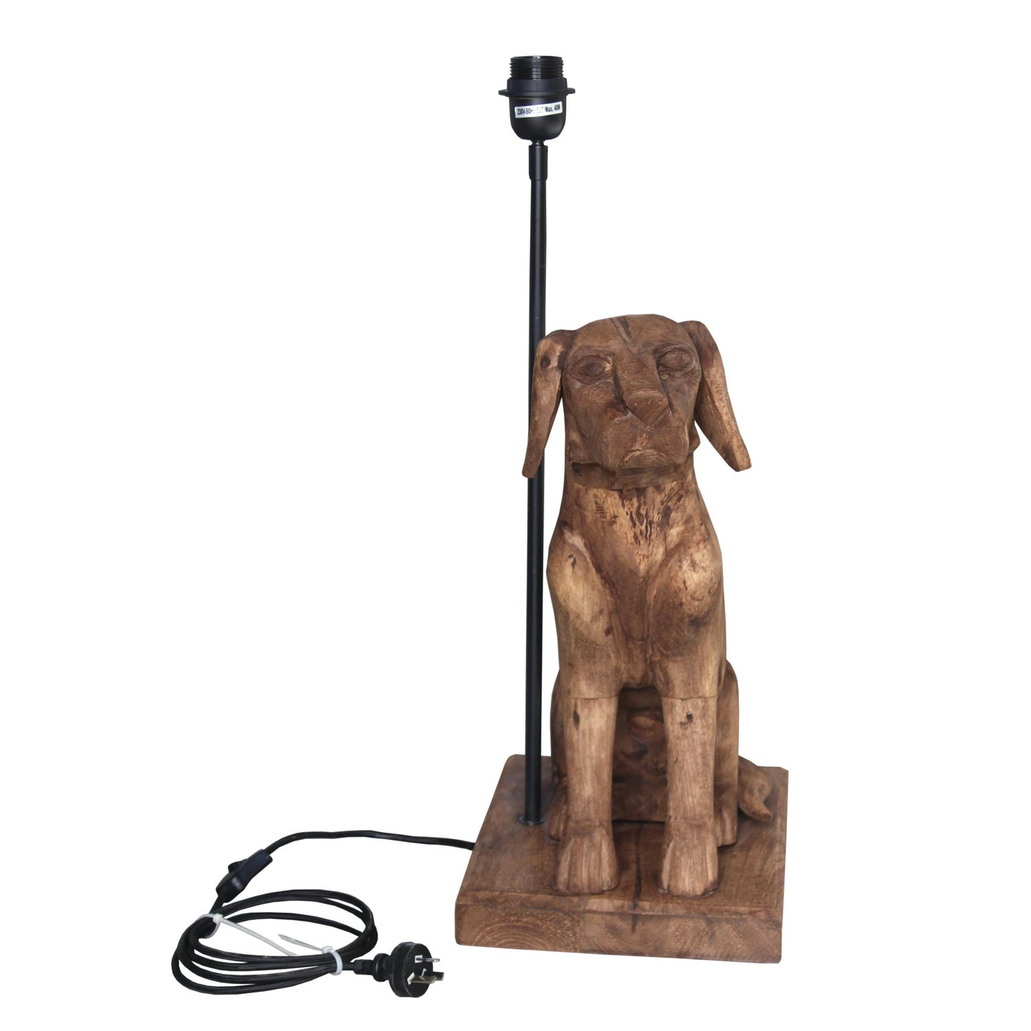 Thelma - Dark Natural - Large Wooden Dog Table Lamp-abc