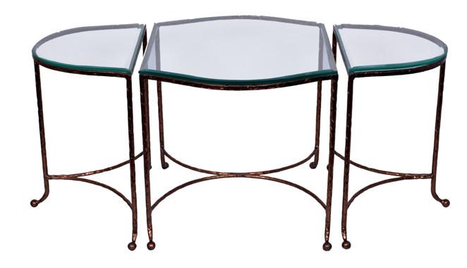 THREE PART COFFEE TABLE - Copper Leaf-abc