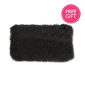 Tibetan Fur Lumbar Cushion - Black-abc