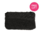 Tibetan Fur Lumbar Cushion - Black-abc