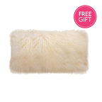 Tibetan Fur Lumbar Cushion - Natural-abc