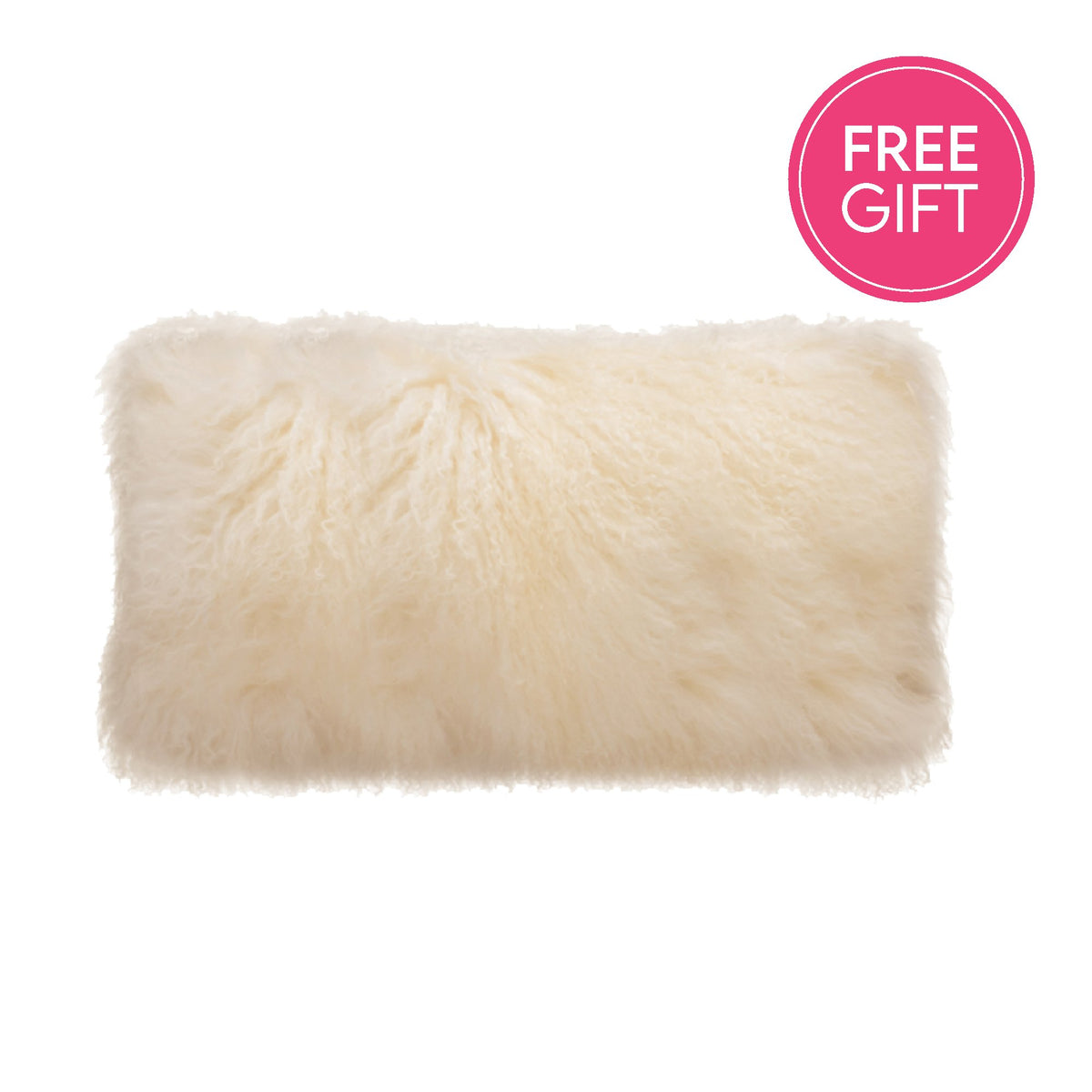 Tibetan Fur Lumbar Cushion - Natural-abc
