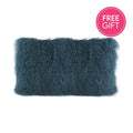 Tibetan Fur Lumbar Cushion - Peacock-abc