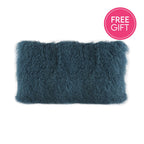 Tibetan Fur Lumbar Cushion - Peacock-abc